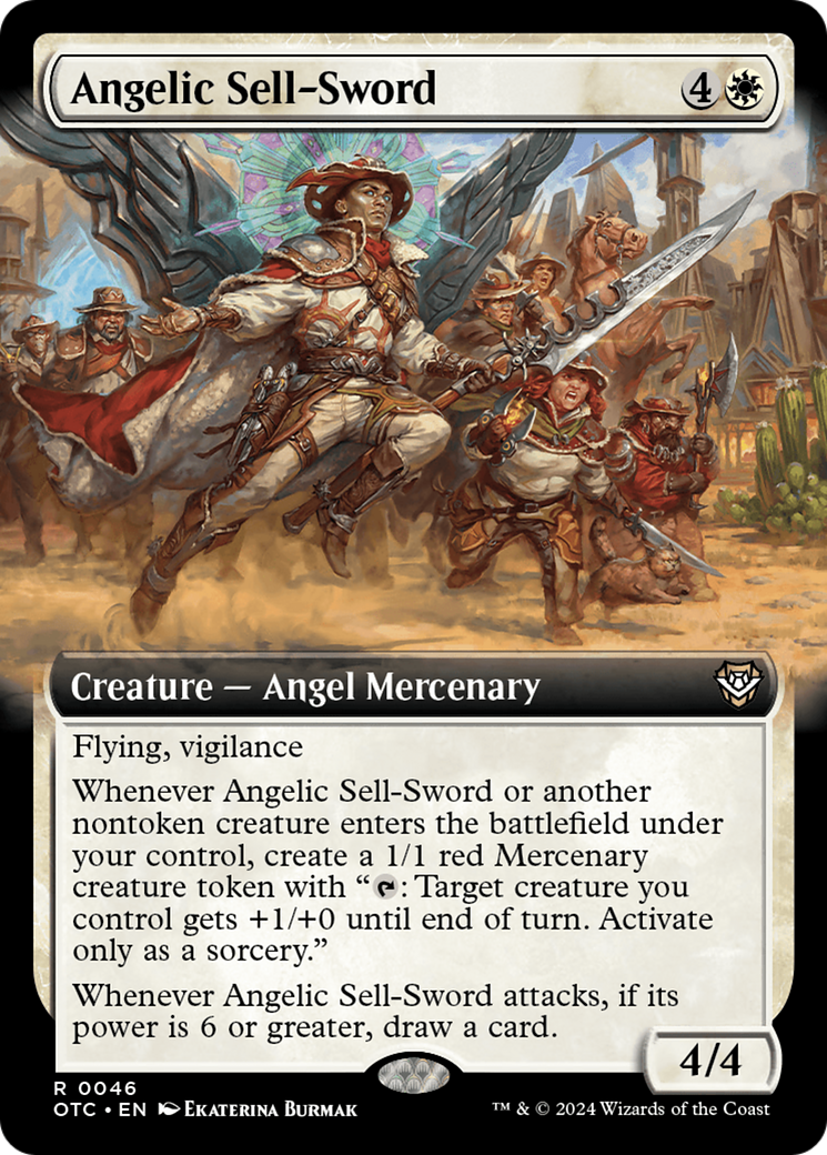 Angelic Sell-Sword (Extended Art) [Outlaws of Thunder Junction Commander] | The Gaming Verse