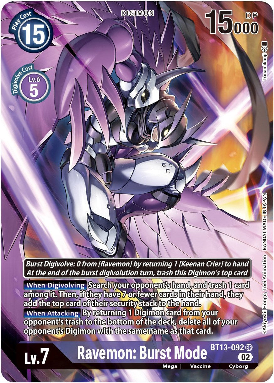 Ravemon: Burst Mode [BT13-092] (Alternate Art) [Versus Royal Knights Booster] | The Gaming Verse