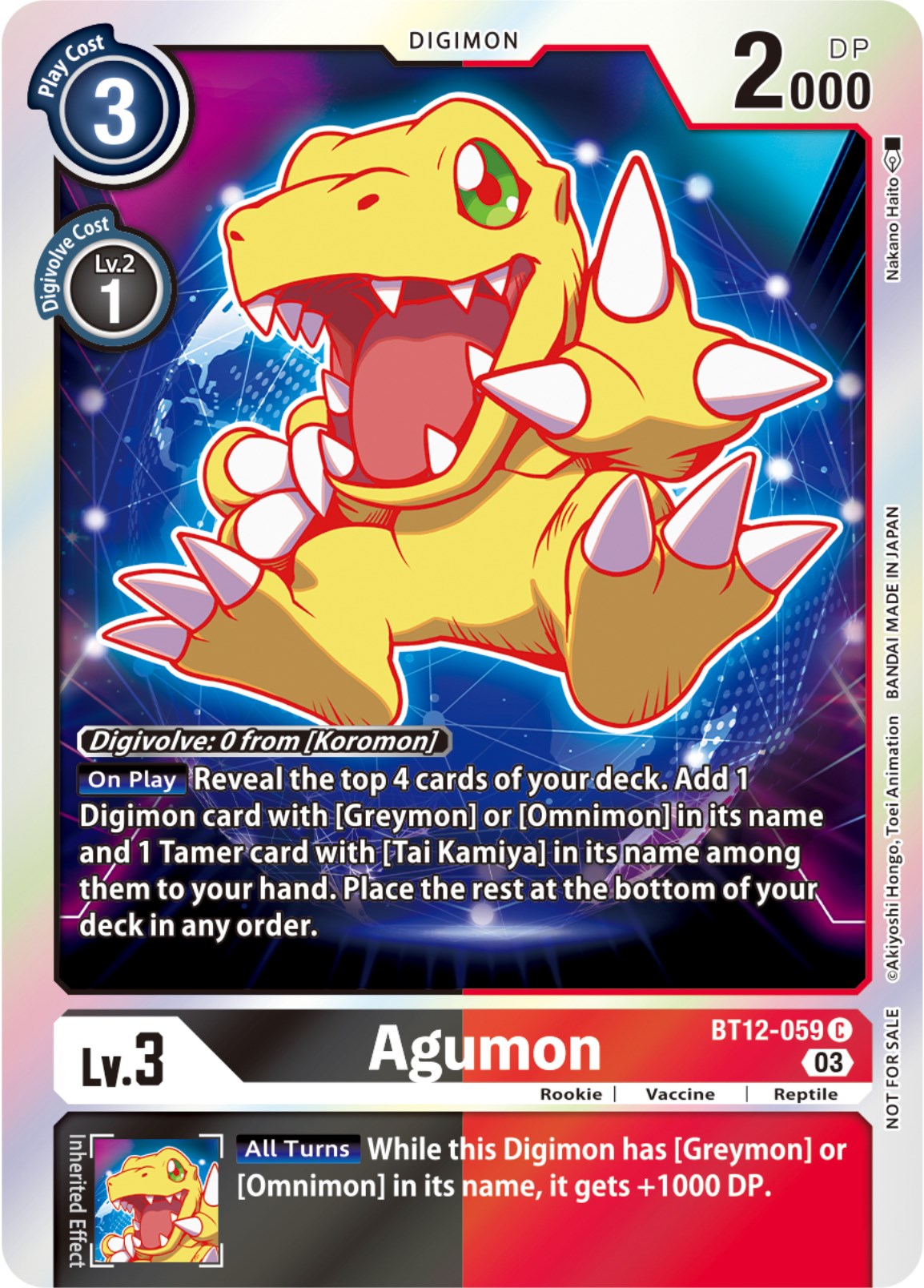 Agumon [BT12-059] (Official Tournament Pack Vol.11) [Across Time] | The Gaming Verse