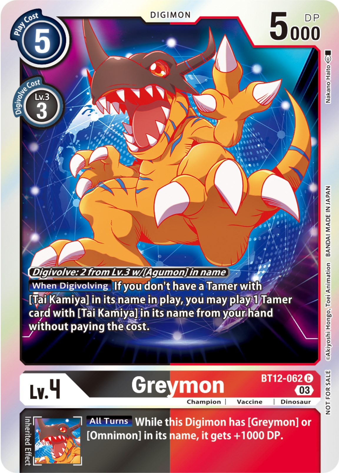 Greymon [BT12-062] (Official Tournament Pack Vol.11) [Across Time] | The Gaming Verse