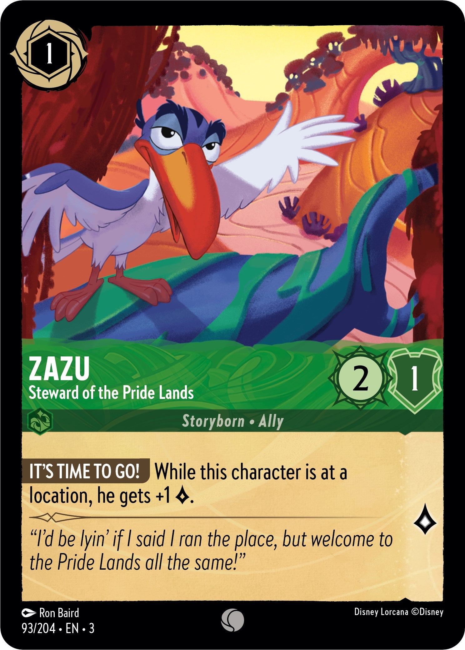 Zazu - Steward of the Pride Lands (93//204) [Into the Inklands] | The Gaming Verse