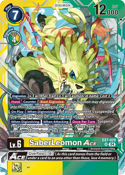 SaberLeomon ACE [EX7-029] [Digimon LIBERATOR] | The Gaming Verse