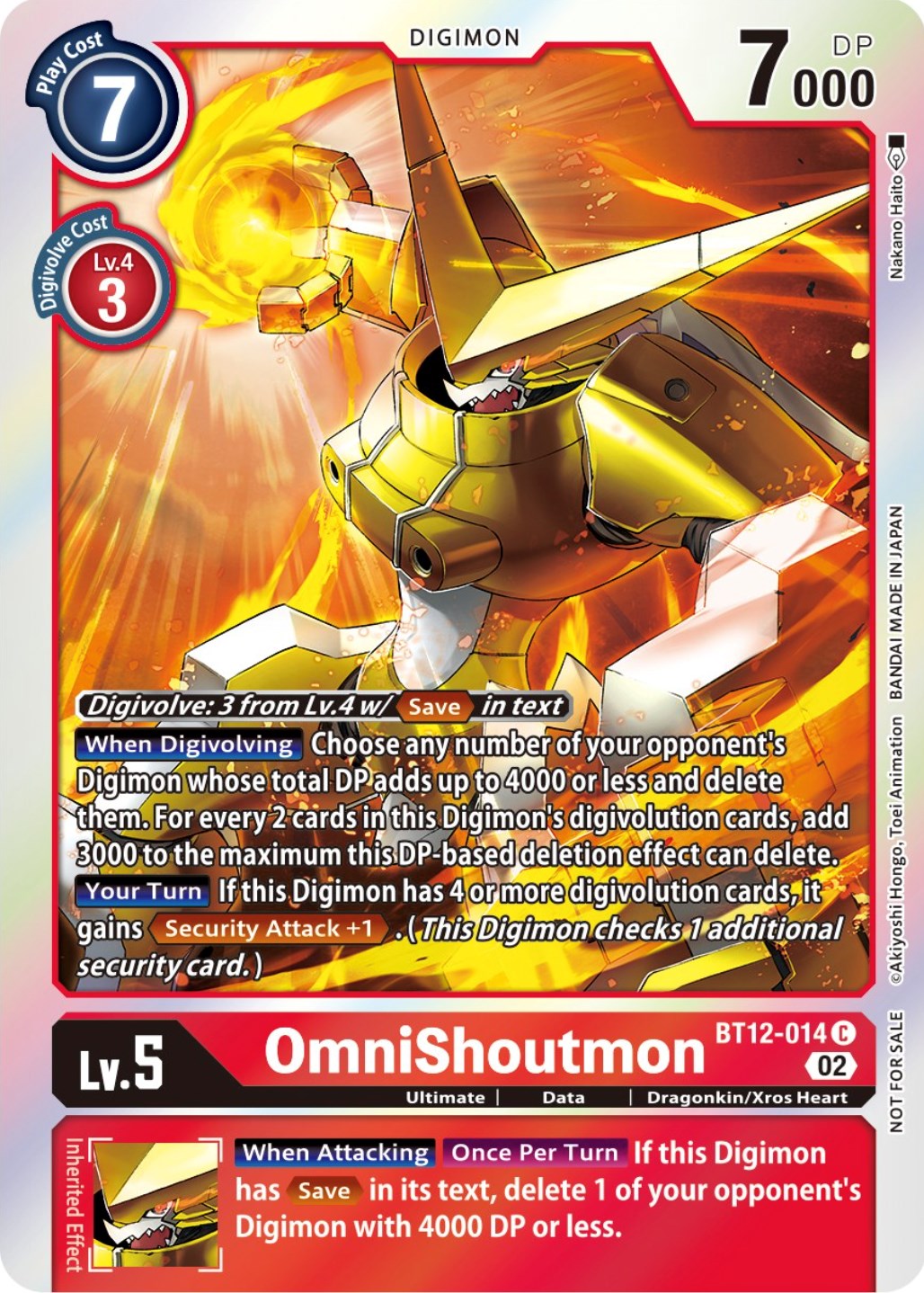 OmniShoutmon [BT12-014] (Box Topper) [Across Time] | The Gaming Verse