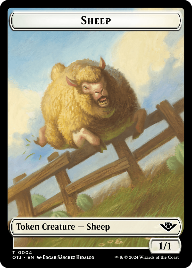 Sheep Token [Outlaws of Thunder Junction Tokens] | The Gaming Verse