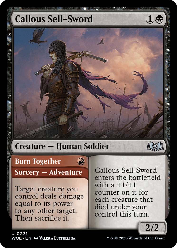 Callous Sell-Sword // Burn Together [Wilds of Eldraine] | The Gaming Verse