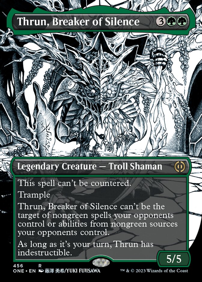 Thrun, Breaker of Silence (Borderless Manga Step-and-Compleat Foil) [Phyrexia: All Will Be One] | The Gaming Verse