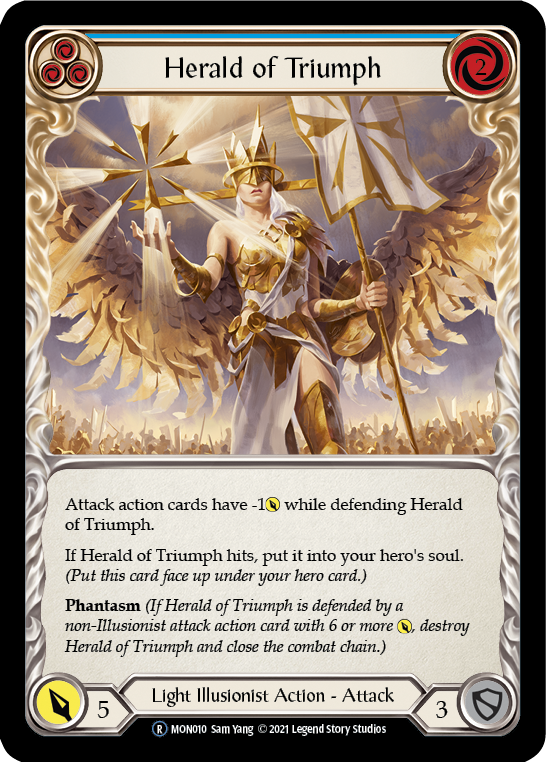 Herald of Triumph (Blue) (Rainbow Foil) [U-MON010-RF] Unlimited Rainbow Foil | The Gaming Verse