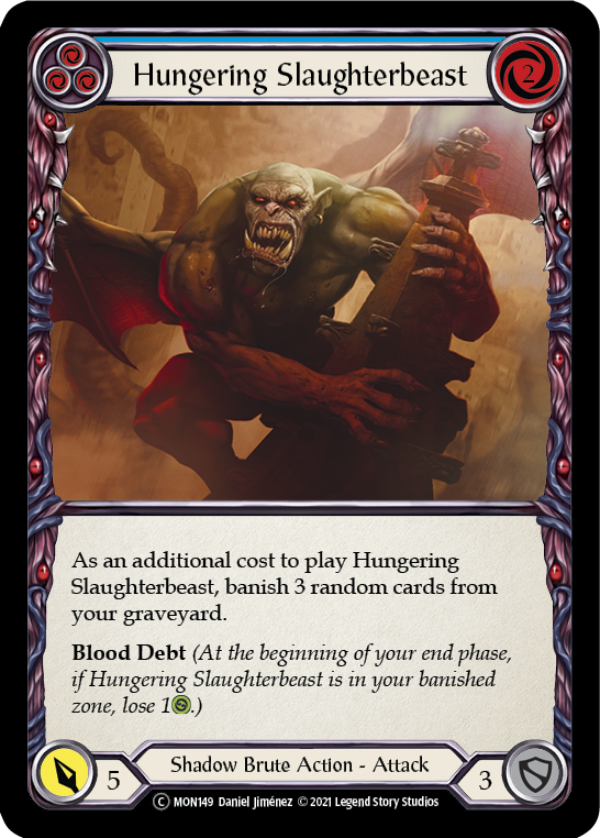 Hungering Slaughterbeast (Blue) (Rainbow Foil) [U-MON149-RF] Unlimited Rainbow Foil | The Gaming Verse