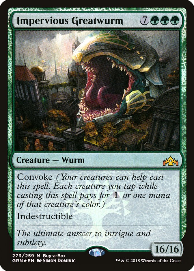 Impervious Greatwurm (Buy-A-Box) [Guilds of Ravnica] | The Gaming Verse