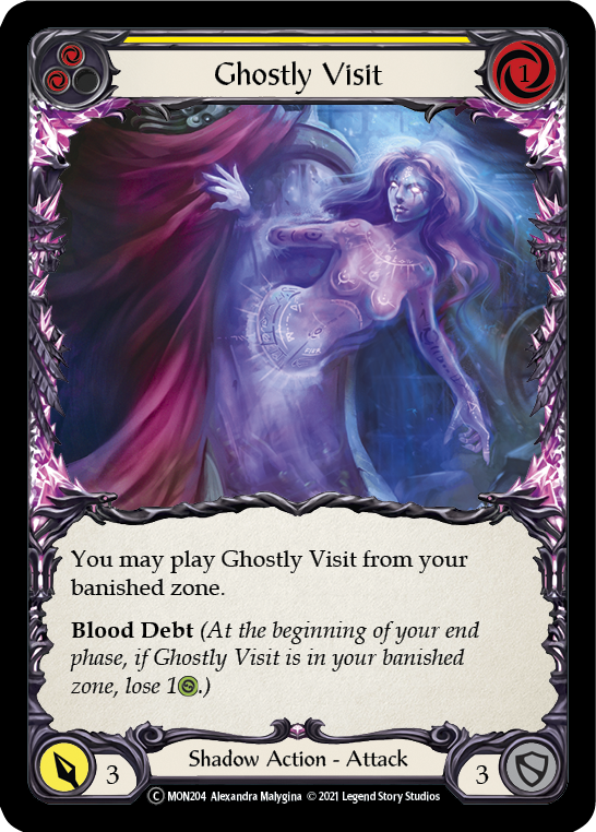 Ghostly Visit (Yellow) (Rainbow Foil) [U-MON204-RF] Unlimited Rainbow Foil | The Gaming Verse