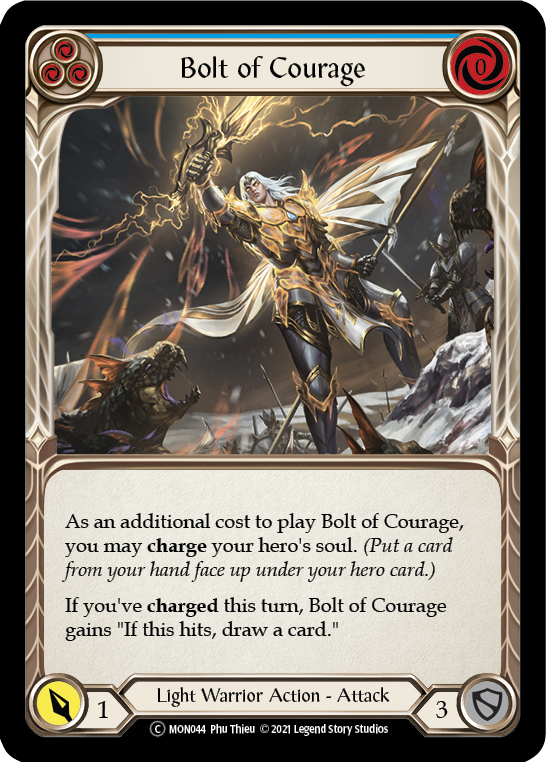 Bolt of Courage (Blue) (Rainbow Foil) [U-MON044-RF] Unlimited Rainbow Foil | The Gaming Verse