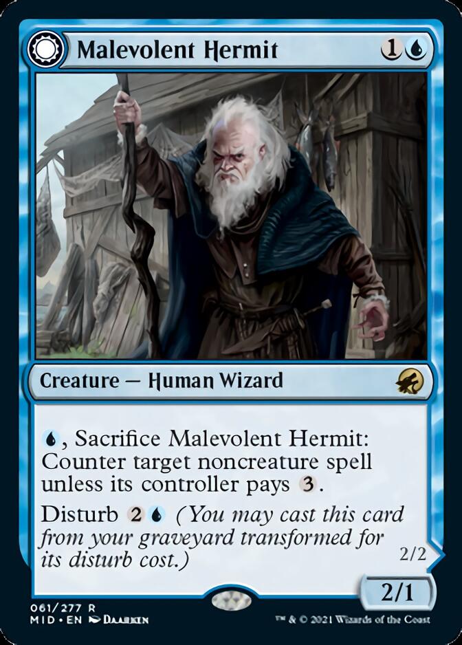 Malevolent Hermit // Benevolent Geist [Innistrad: Midnight Hunt] | The Gaming Verse