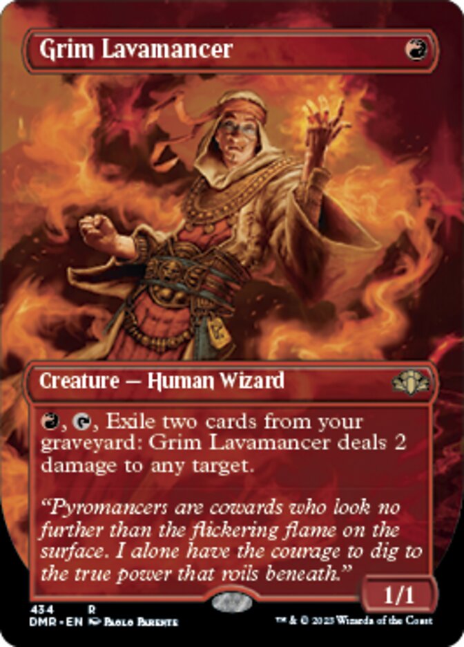 Grim Lavamancer (Borderless Alternate Art) [Dominaria Remastered] | The Gaming Verse