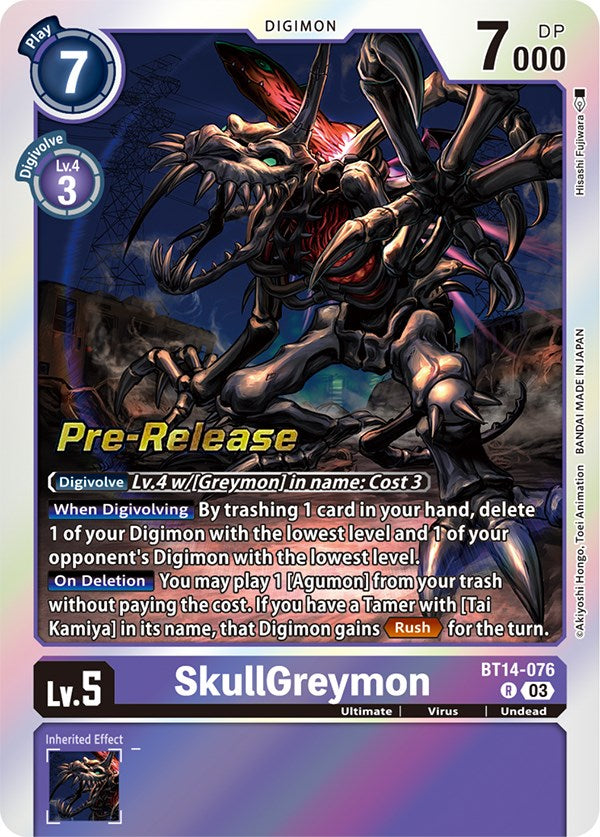 SkullGreymon [BT14-076] [Blast Ace Pre-Release Cards] | The Gaming Verse