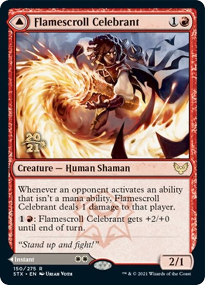 Flamescroll Celebrant // Revel in Silence [Strixhaven: School of Mages Prerelease Promos] | The Gaming Verse