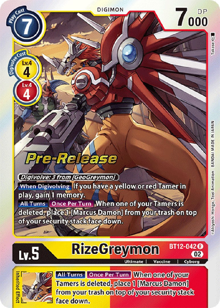 RizeGreymon [BT12-042] [Across Time Pre-Release Cards] | The Gaming Verse