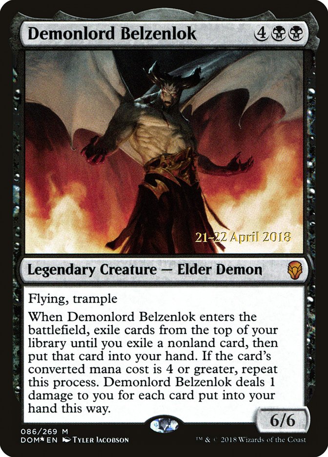 Demonlord Belzenlok  (Prerelease) [Dominaria Prerelease Promos] | The Gaming Verse