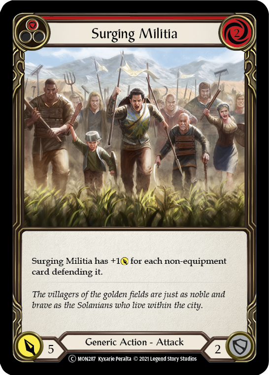 Surging Militia (Red) (Rainbow Foil) [U-MON287-RF] Unlimited Rainbow Foil | The Gaming Verse