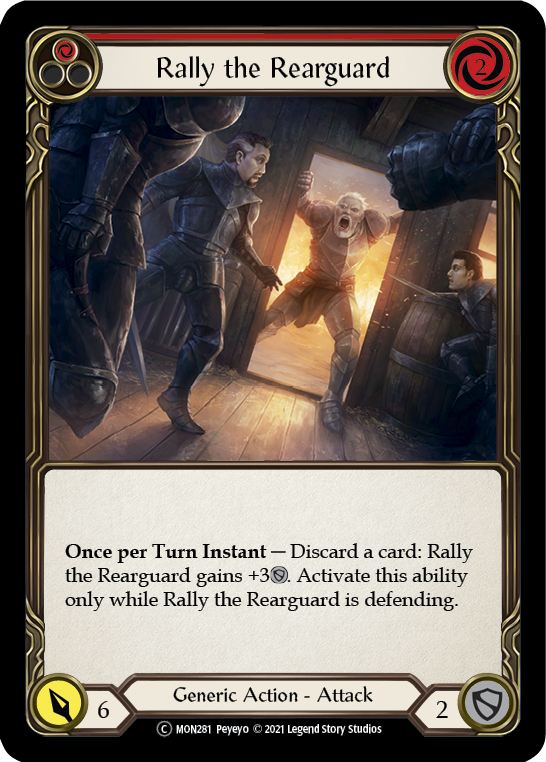 Rally the Rearguard (Red) (Rainbow Foil) [U-MON281-RF] Unlimited Rainbow Foil | The Gaming Verse