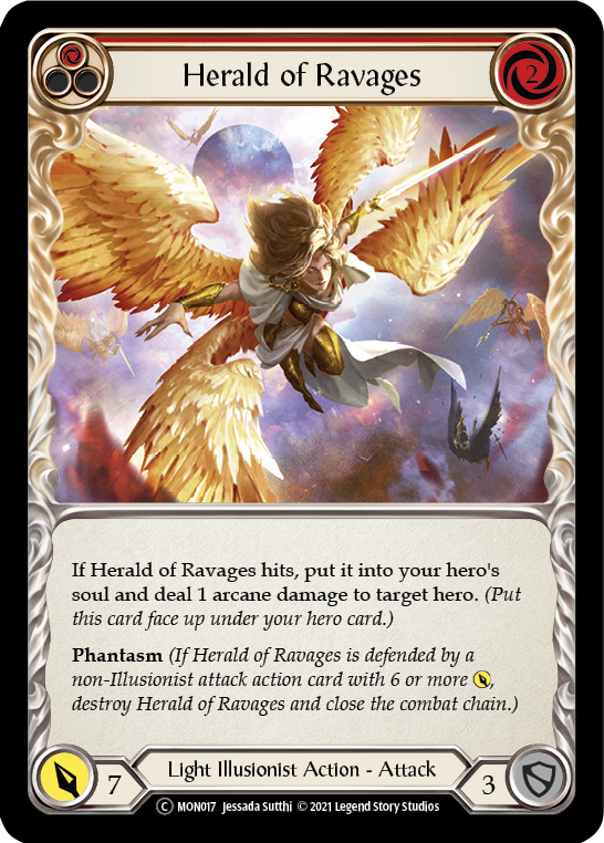 Herald of Ravages (Red) (Rainbow Foil) [U-MON017-RF] Unlimited Rainbow Foil | The Gaming Verse