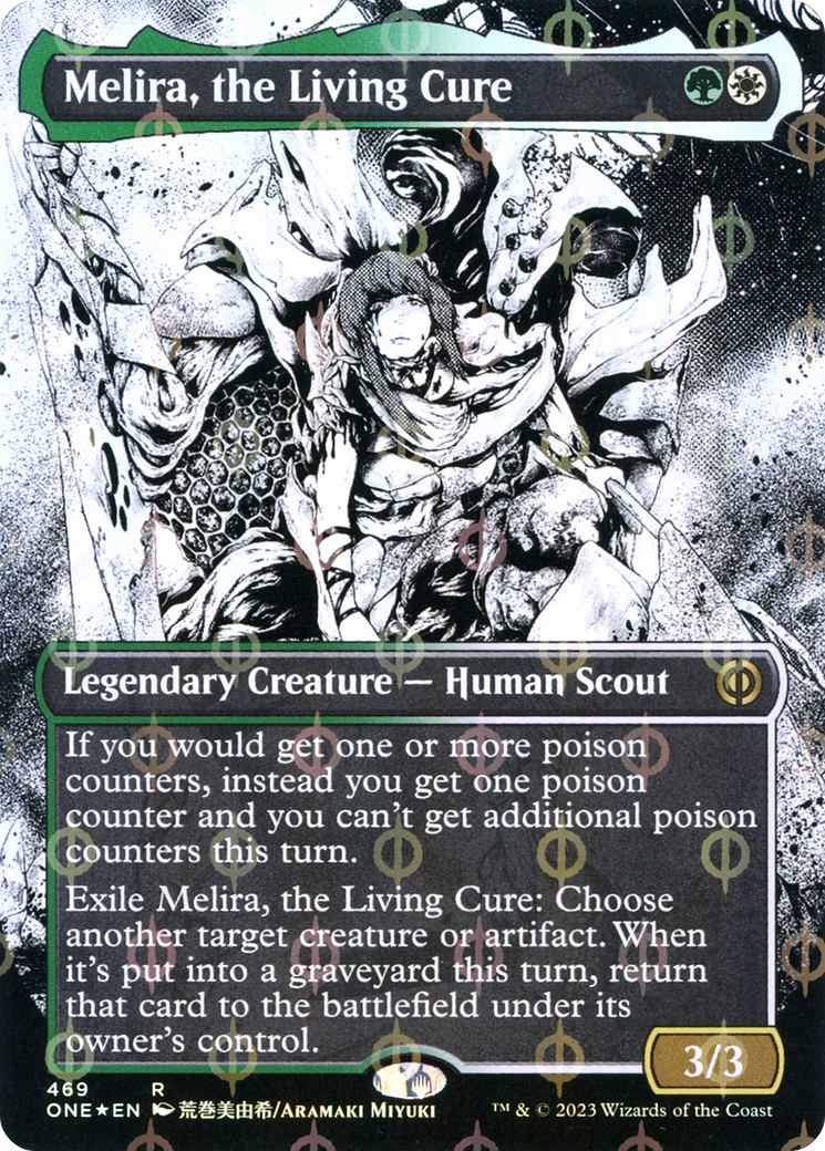 Melira, the Living Cure (Borderless Manga Step-and-Compleat Foil) [Phyrexia: All Will Be One] | The Gaming Verse