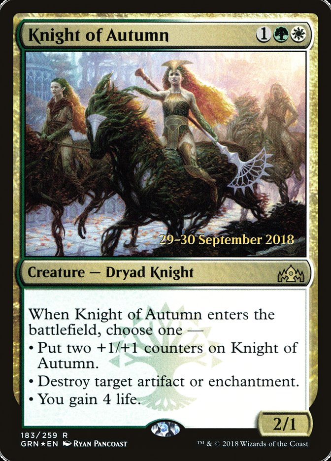 Knight of Autumn  (Prerelease) [Guilds of Ravnica Prerelease Promos] | The Gaming Verse