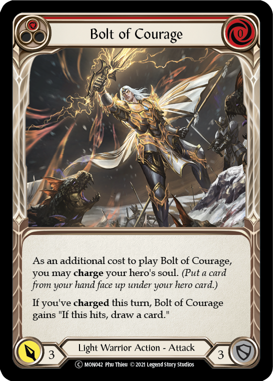 Bolt of Courage (Red) (Rainbow Foil) [U-MON042-RF] Unlimited Rainbow Foil | The Gaming Verse