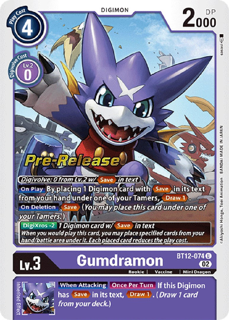 Gumdramon [BT12-074] [Across Time Pre-Release Cards] | The Gaming Verse