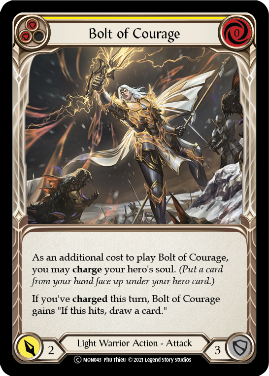 Bolt of Courage (Yellow) (Rainbow Foil) [U-MON043-RF] Unlimited Rainbow Foil | The Gaming Verse