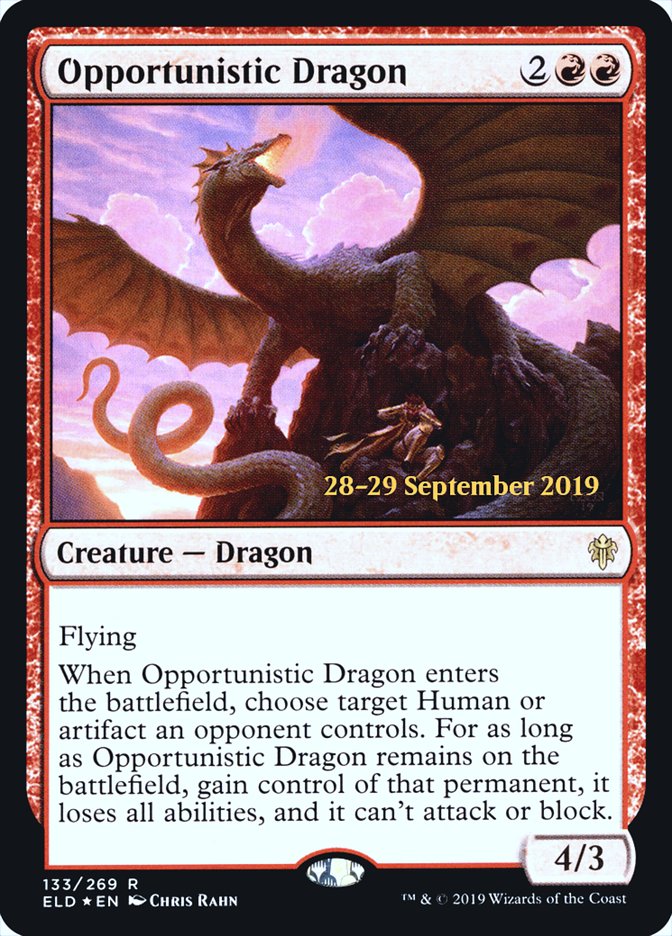 Opportunistic Dragon  [Throne of Eldraine Prerelease Promos] | The Gaming Verse